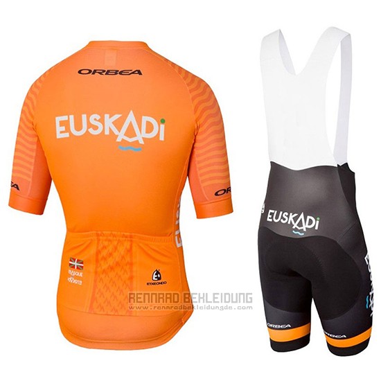 2018 Fahrradbekleidung Euskadi Orange Trikot Kurzarm und Tragerhose